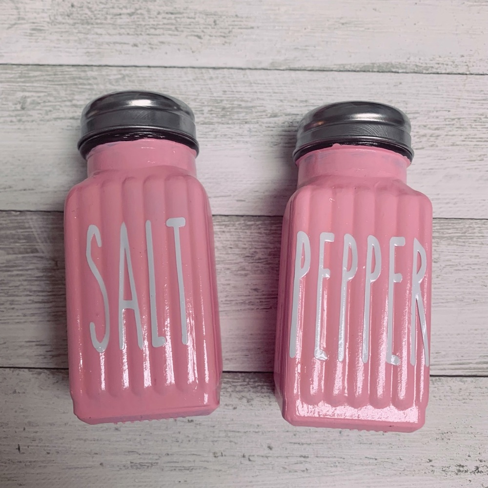 Pastel Pink Glass Rae Dunn Inspired Salt Pepper Shakers